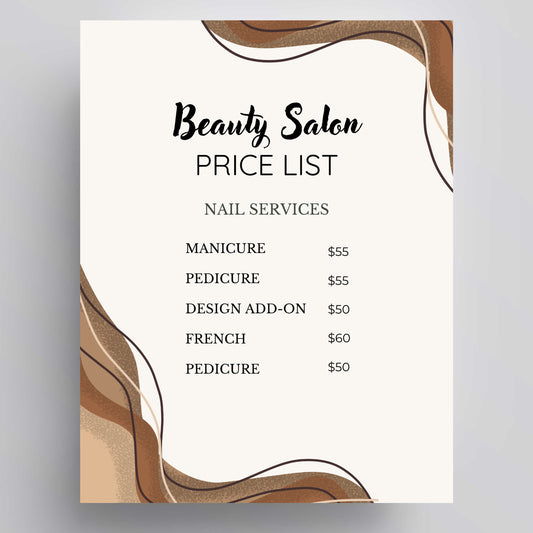 Salon Price List WITH Display Stand